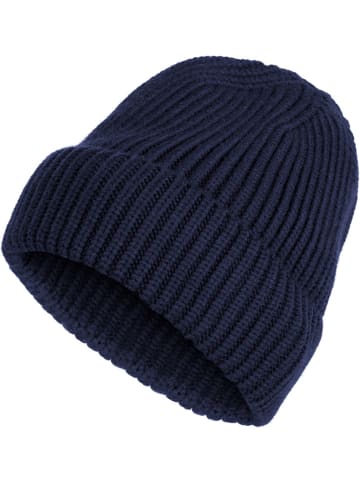 styleBREAKER Feinstrick Beanie Mütze mit Krempe in Dunkelblau