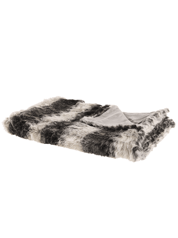 Beliani Kuscheldecke TAZA in Grau/Weiß - (W) 150 x (H) 2 x (L) 200 cm
