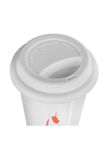 Mr. & Mrs. Panda Reisebecher Einhorn Dankeschön mit Spruch in Weiß