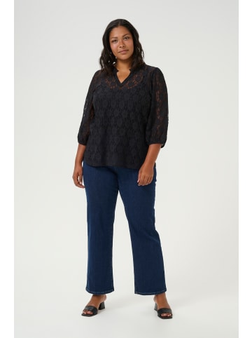 KAFFE curve Langarm-Bluse KCsilla in Black Deep