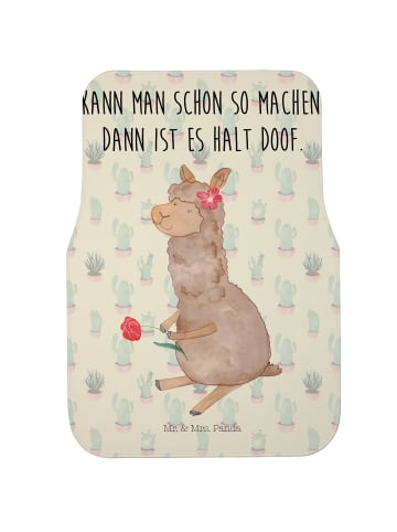Mr. & Mrs. Panda Autoteppich Alpaka Blume mit Spruch in Kaktus Grün