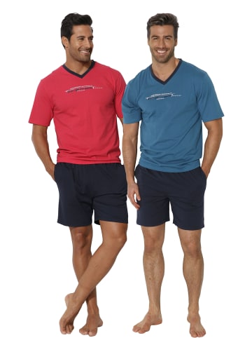 AUTHENTIC LE JOGGER Pyjama in petrol-navy, rot-navy