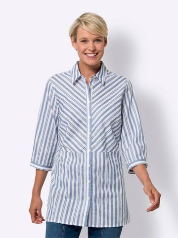Sieh an! Longbluse in bleu-weiß-gestreift