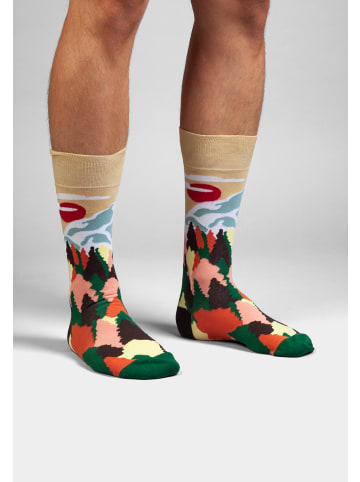 DillySocks Socken Mountain Mood in Orange,Blau,Baige,Schwarz