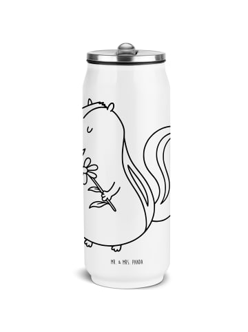 Mr. & Mrs. Panda Wasserflasche Stinktier Blume ohne Spruch in Weiß