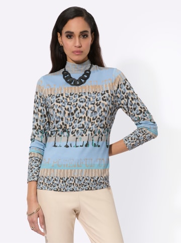 creation L Stehkragenshirt in grau-graphit-gemustert