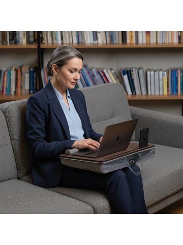 relaxdays Laptopkissen in Braun/ Grau - (B)43 x (H)7 x (T)32 cm