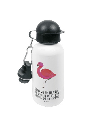 Mr. & Mrs. Panda Kindertrinkflasche Flamingo Classic mit Spruch in Weiß