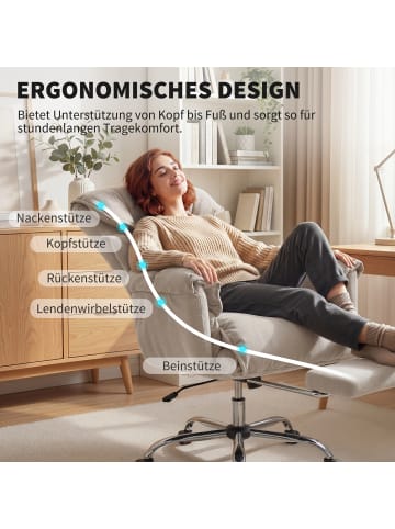 HOMCOM Bürostuhl-75L x 77B x 110-118H cm-Hellgrau