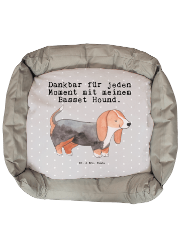 Mr. & Mrs. Panda Hundebett Basset Hound Moment mit Spruch in Grau Pastell