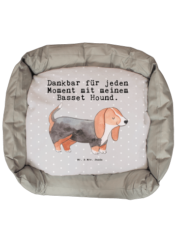 Mr. & Mrs. Panda Hundekörbchen Basset Hound Moment mit Spruch in Grau Pastell