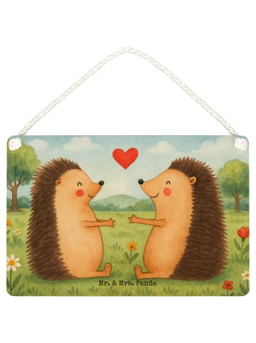 Mr. & Mrs. Panda Schild Igel Liebe Design ohne Spruch in Weiß