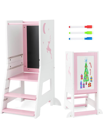 COSTWAY 2 in 1 Tritthocker 1-7 Jahre in Rosa