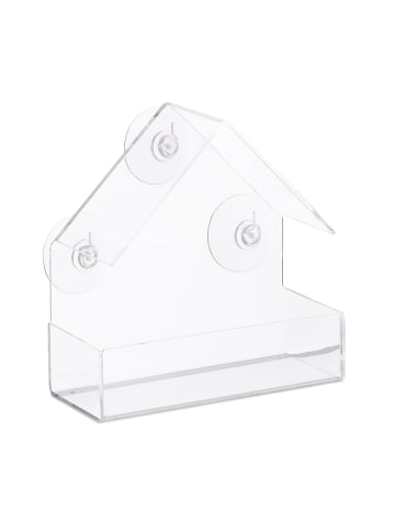 relaxdays 10x Fenster-Vogelfutterhaus in Transparent - (B)15 x (H)15 x (T)7 cm