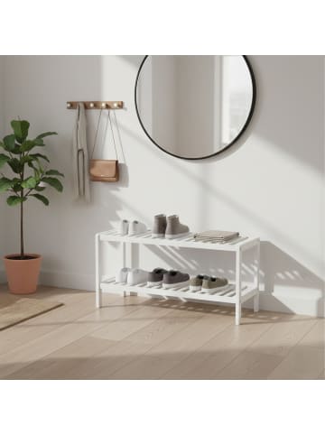 relaxdays Schuhregal in Weiß - (B)70 x (H)33,5 x (T)24,5 cm