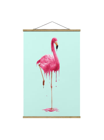 WALLART Stoffbild - Jonas Loose - Schmelzender Flamingo in Türkis