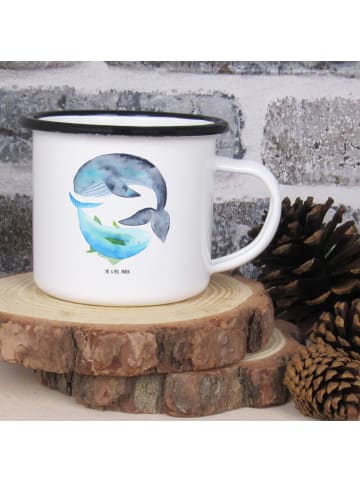 Mr. & Mrs. Panda XL Emaille Tasse Walfisch Thunfisch ohne Spruch in Weiß