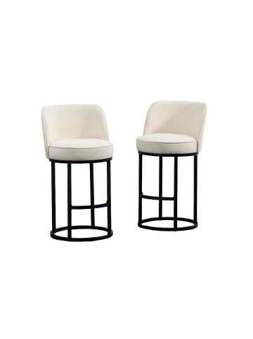 ABRIHOME Barhocker 2er mit Leinenbezug in Beige