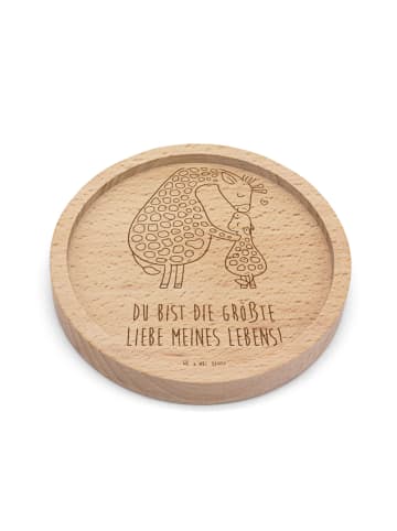 Mr. & Mrs. Panda Holzuntersetzer Giraffe Kind mit Spruch in Transparent