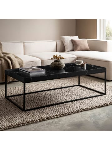 KADIMA DESIGN Couchtisch 120x60x38 cm Sofatisch in Marmor-Optik Modern, in Schwarz