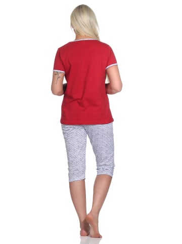 NORMANN Capri Pyjama kurzarm Schlafanzug Hose - 74498 in rot