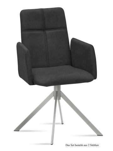 58 aufm Kessel ARMLEHNSTUHL (2er-Set) Dorisa 52x92x60 Edelstahl/Anthrazit