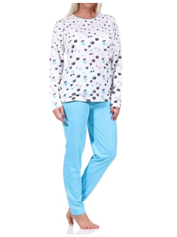 NORMANN langarm Schlafanzug Pyjama TupfenPunkte - 72338 in blau