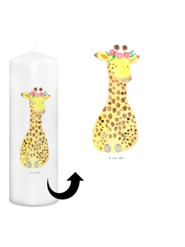 Mr. & Mrs. Panda Stumpenkerze Giraffe Blumenkranz ohne Spruch in Weiß