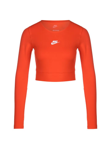 Nike Sportswear Longsleeve Crop Top Dance in rot / silber