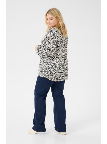KAFFE curve Bluse langarm KCmahlena Regular fit in Chalk/Black Graphic Lines