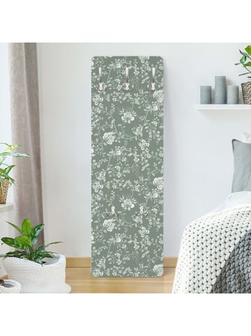 WALLART Garderobe - Blumenranken auf Grün in Grün