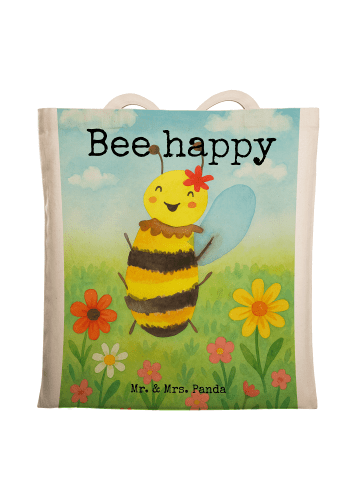 Mr. & Mrs. Panda Schultasche Biene Happy Design mit Spruch in Weiß