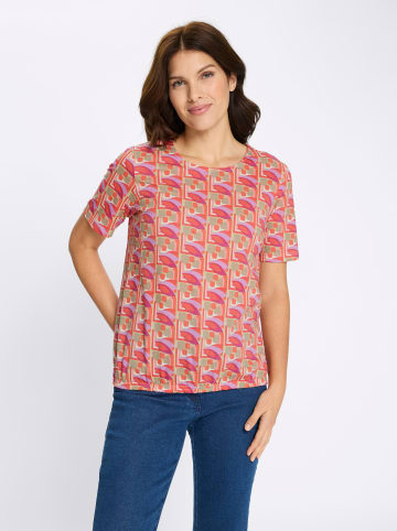 Sieh an! Kurzarmshirt in sesam-koralle-bedruckt