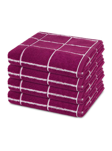 Ross 4 X Handtuch im Set Sensual Skin Karo in Fuchsia