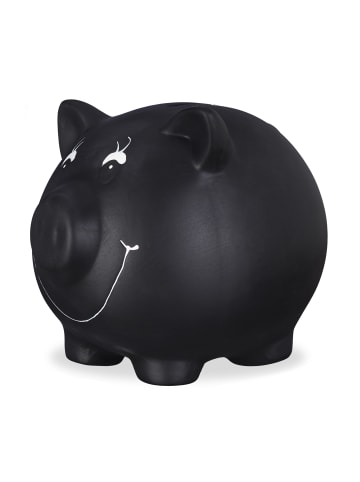 relaxdays 3x Sparschwein in Schwarz - (B)17 x (H)14 x (T)13 cm