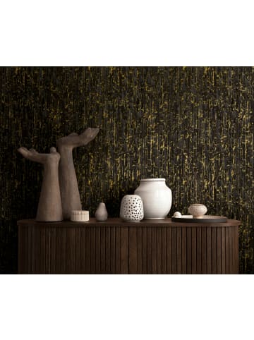 A.S. Création Tapete Sculptural Lines in Schwarzgold