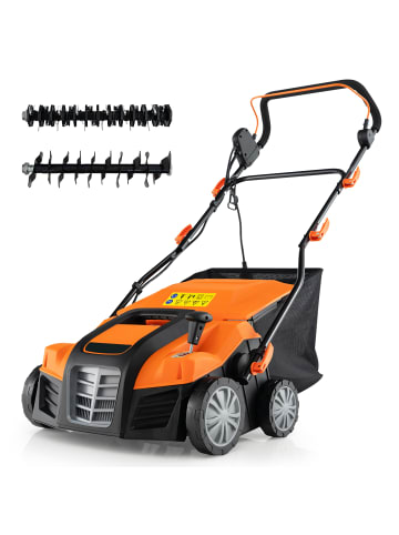 COSTWAY Elektrisch Vertikutierer 2000W 40cm 3500 U/min 55 L in Orange