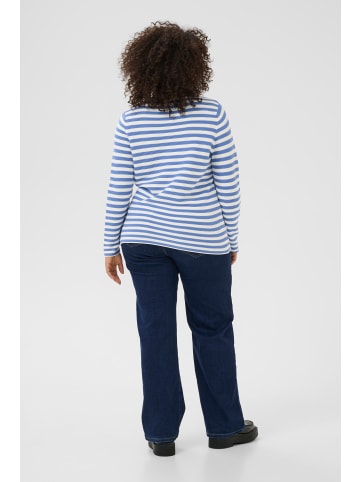 KAFFE curve Strickpullover KCninka in Blue/Chalk Stripe