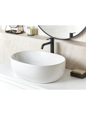 Beliani Waschbecken OMOA in Weiß - (W) 48 x (H) 14 x (L) 34 cm