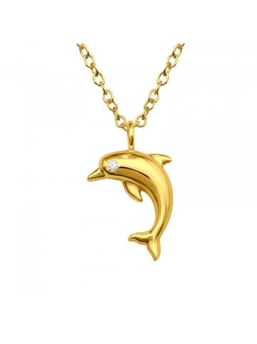 Alexander York Kette mit Anhänger DELFIN Zirkonia in Gold aus 925 Silber - 2-tlg. in gold
