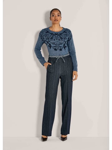 MADELEINE Elegante Jersey-Hose mit Fischgrat-Muster in nebelblau / melange