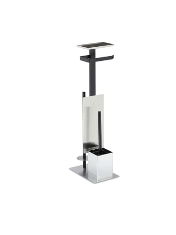 relaxdays WC Garnitur in Silber/ Schwarz