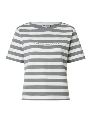 More & More sportives  Kurzarmshirt, gestreift in grey/offwhite