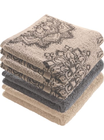 Erwin Müller Frottier, Jacquard Handtuch 4er-Pack Bühl in beige/grau