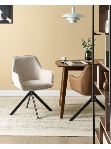 Beliani Esszimmerstuhl MORNAS in Beige/Schwarz - (W) 58 x (H) 84 x (L) 68 cm