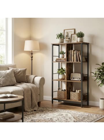 VASAGLE Bücherregal Barnet in Braun-Schwarz - (B)60 x (H)114 x (T)30 cm