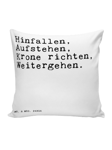 Mr. & Mrs. Panda Kissen 40x40 Hinfallen, Aufstehen, Krone richte... in Weiß