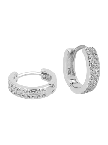 Adeliás Damen Ohrringe – Klappcreole aus 925 Silber mit Zirkonia in silber