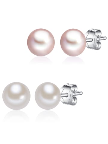 Lulu & Jane 2er Set Ohrstecker Sterling Silber Süßwasser-Zuchtperle weiß flieder in weiß