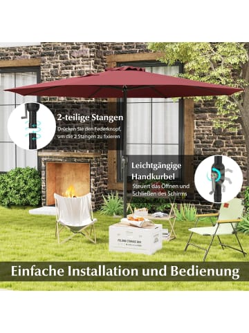 COSTWAY Sonnenschirm 350 cm in Rot